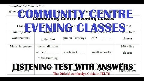 Community centre classes ielts listening answers