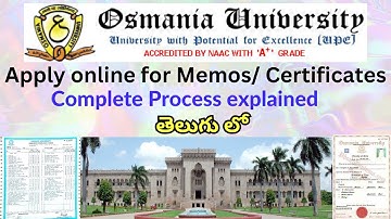 Apply online for Memos/Certificates in Osmania University | Complete process explained