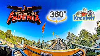 VR 360 Phoenix Roller Coaster On Ride Front Seat POV Knoebels Amusement Resort 2023 07 22