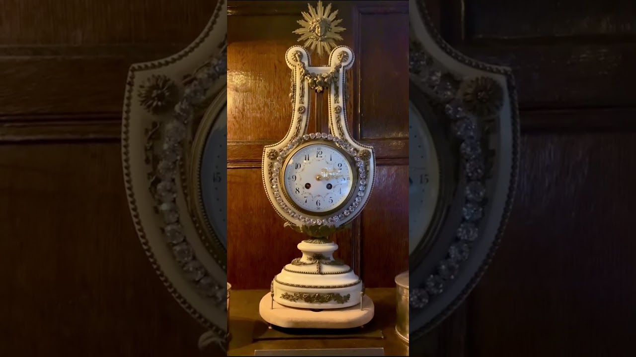 At the Library there’s an early 19th century French lyre clock with a diamante pendulum