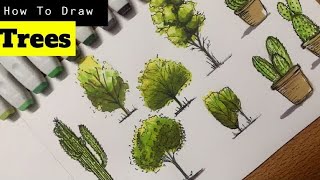 HOW TO DRAW TREES : USING MARKERS | tips(2023).       #howtodrawtree #architecture Net Worth