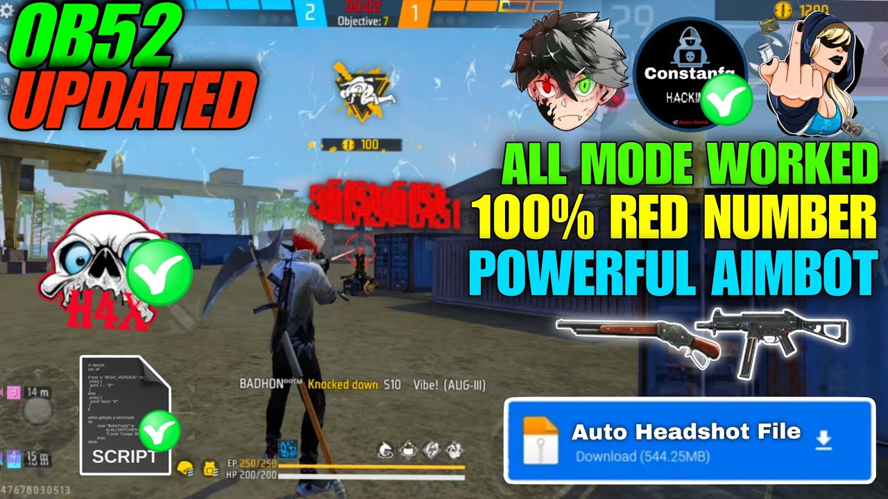 OB52 update no drag body headshot config file free fire aimbot+aimlock | free fire Max headshot hack