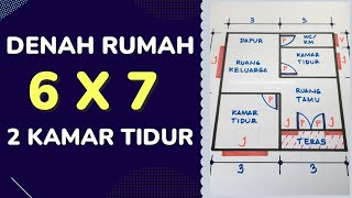Denah Rumah 6 X 7 Meter 2 Kamar Tidur