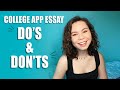 WATCH THIS BEFORE WRITING YOUR COLLEGE APP ESSAYS - Topics, Structure, Do's & Don'ts, etc!