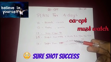 CPT DECEMBER 2017 | LAST 5 days preparation plan | Sure Shot Success | Must Watch |