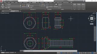 AutoCAD 2D, how to draw bolt and nut, autoCAD training part1