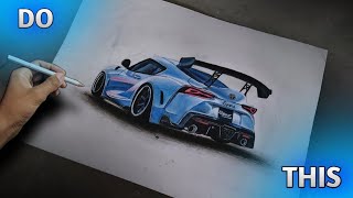 Supra Car Drawing ✨ | Satisfying Art Process You’ll Love!