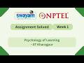 Psychology of Learning Week 1 || NPTEL ANSWERS | MY SWAYAM | #nptel #nptel2026 #myswayam