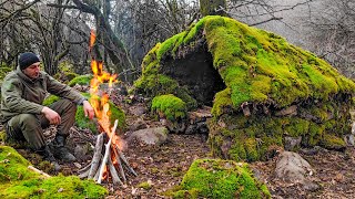 Solo Camping In Forest | BUILDING BUSHCRAFT SHELTER | Bushcraft Survival | Alone in Wilderness