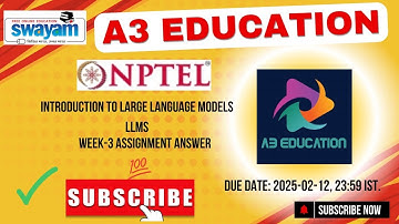 NPTEL Introduction to Large Language Models (LLMs) Week 3 Assignment 3 Answers Solution | 2025 - Jan