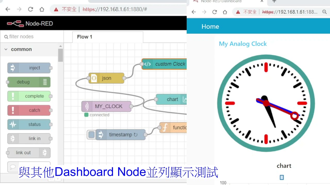 A NodeRED Dashboard Analog Clock base on uitemplate YouTube