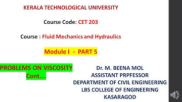 PROBLEMS ON VISCOSITY USING NEWTONS LAW   || CET 203 FLUID MECHANICS AND HYDRAULICS MODULE 1 PART 5