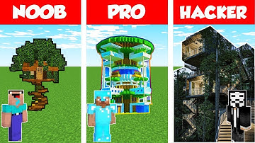 Minecraft NOOB vs PRO vs HACKER: Jungle Tree House Build Challenge in Minecraft / Animation