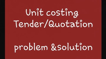 2. Unit costing/single costing/output costing/one operation costing problem & solution  lec 24