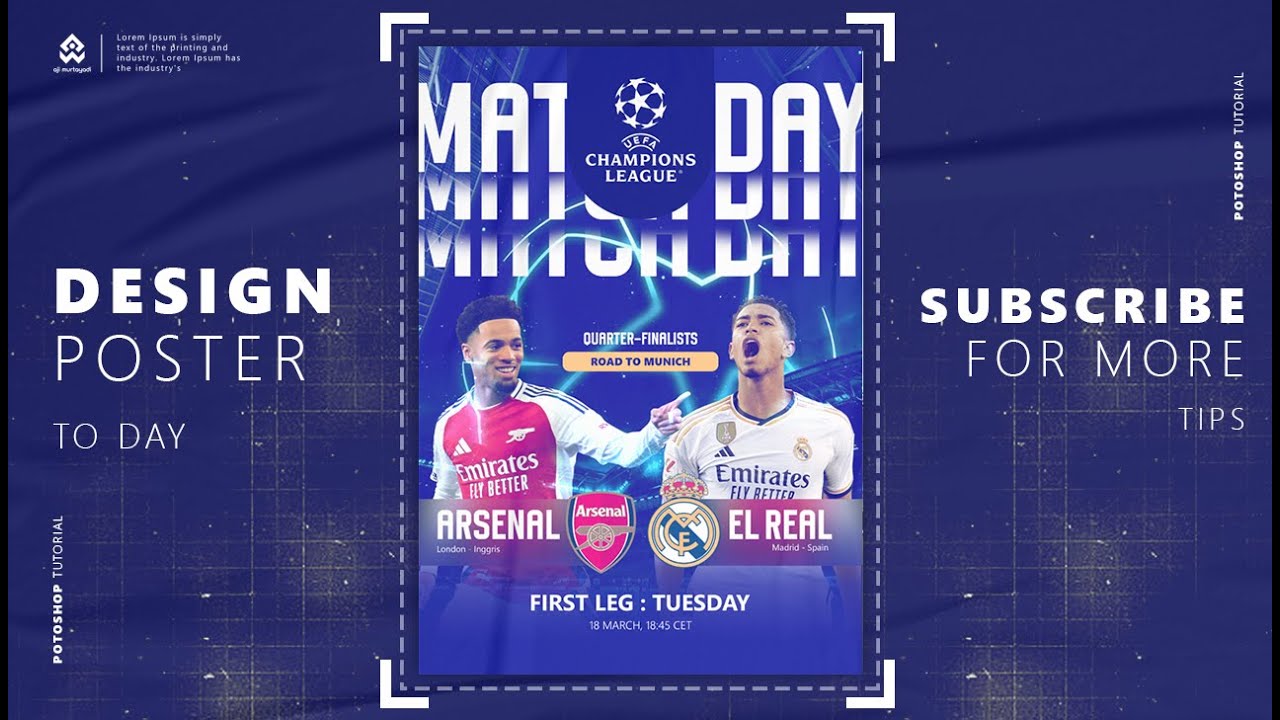 🔥 Desain Poster Match Day Arsenal vs Real Madrid – Epic Clash di Liga Champions! ⚽🎨