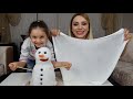 Lina İle  Kardan Slime ve Evde Kardam Adam Yaptık  Çok Güzel Oldu | Eğlenceli Çocuk Videosu