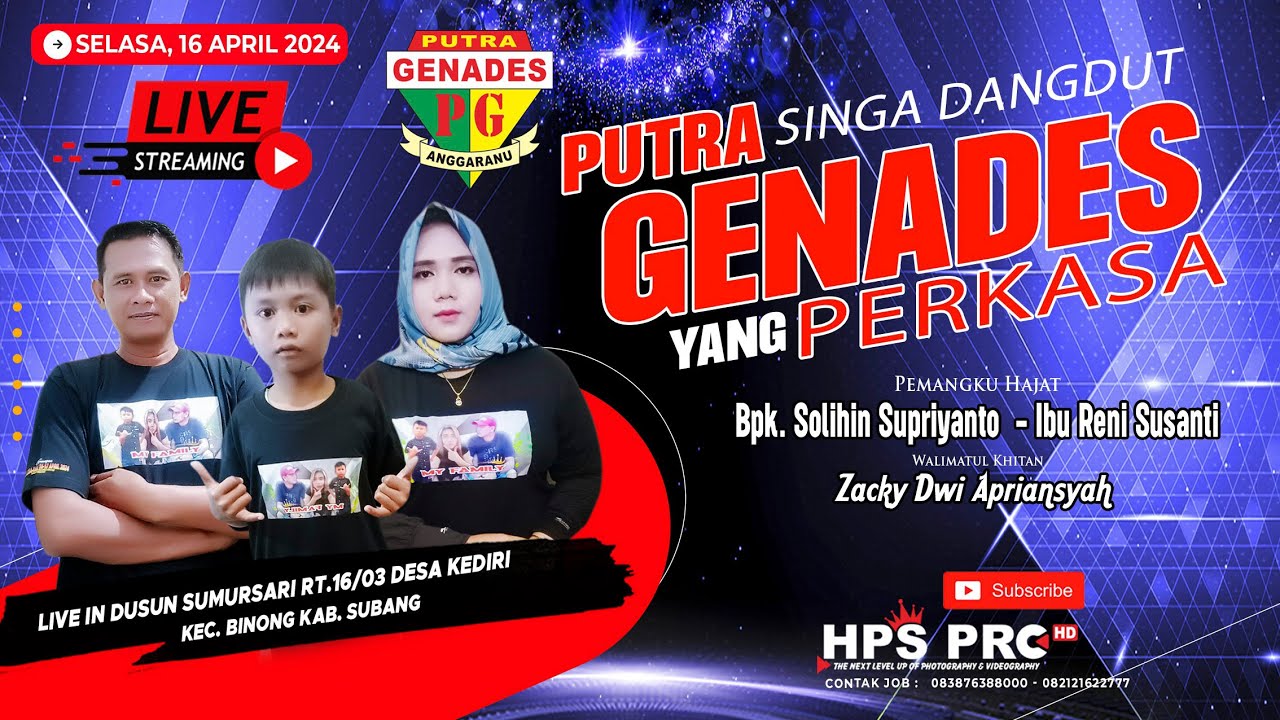 🔴SINGA DANGDUT PUTRA GENADES '' YANG PERKASA '' | SELASA, 16 APRIL 2024 | KEDIRI - BINONG SUBANG