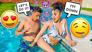 ASKING MY GIRLFRIEND TO DO IT IN THE SWIMMING POOL PRANK **GETS SPICY**