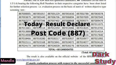|Clerk Post Code 887 Typing Result Today Declare| From 19 Posts Total 60 Candidate Pass |Dark Study|