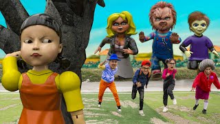 Scary Teacher 3D & Family Chucky Real Life VS Squid Game red light green light challenge REAL LIFE