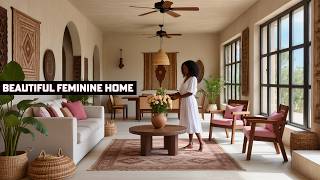 Beautiful African-Inspired Feminine Home Ideas | Soft Colors, Open Plan & Timeless Interior Design