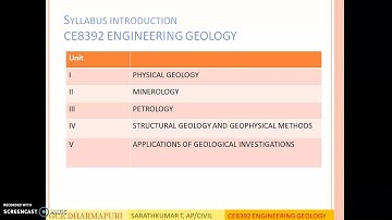 Introduction to ENGINEERING GEOLOGY and CE8392 SYLLABUS
