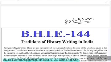 BHIE 144 Solved Assignment 2023-24 | BHIE 144 Solved Assignment 2023-2024 PDF | BHIE 144 BAG IGNOU