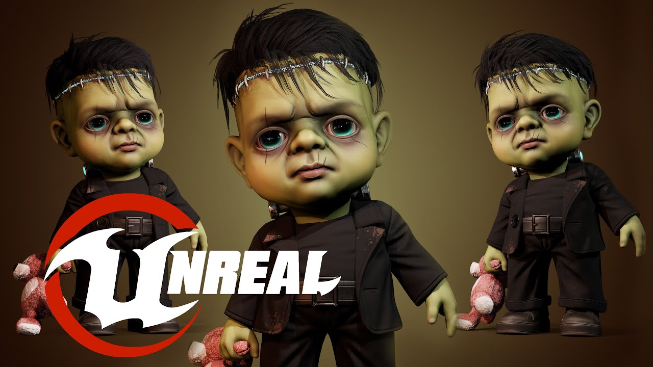 Animated Low poly Game Read Horror Toy Frankenstein's monster / 3D