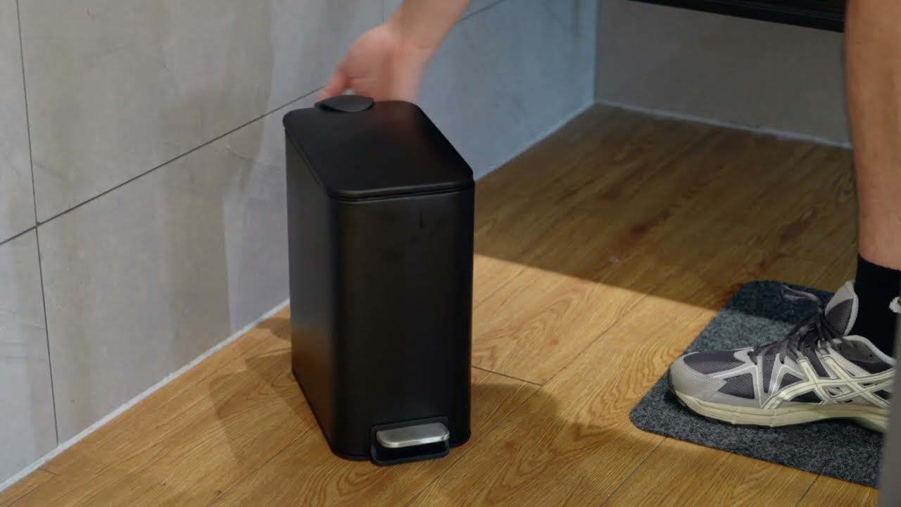 Sinoware Compact 5L Trash Can for Bathroom | Silent-Close, Space-Saving Design