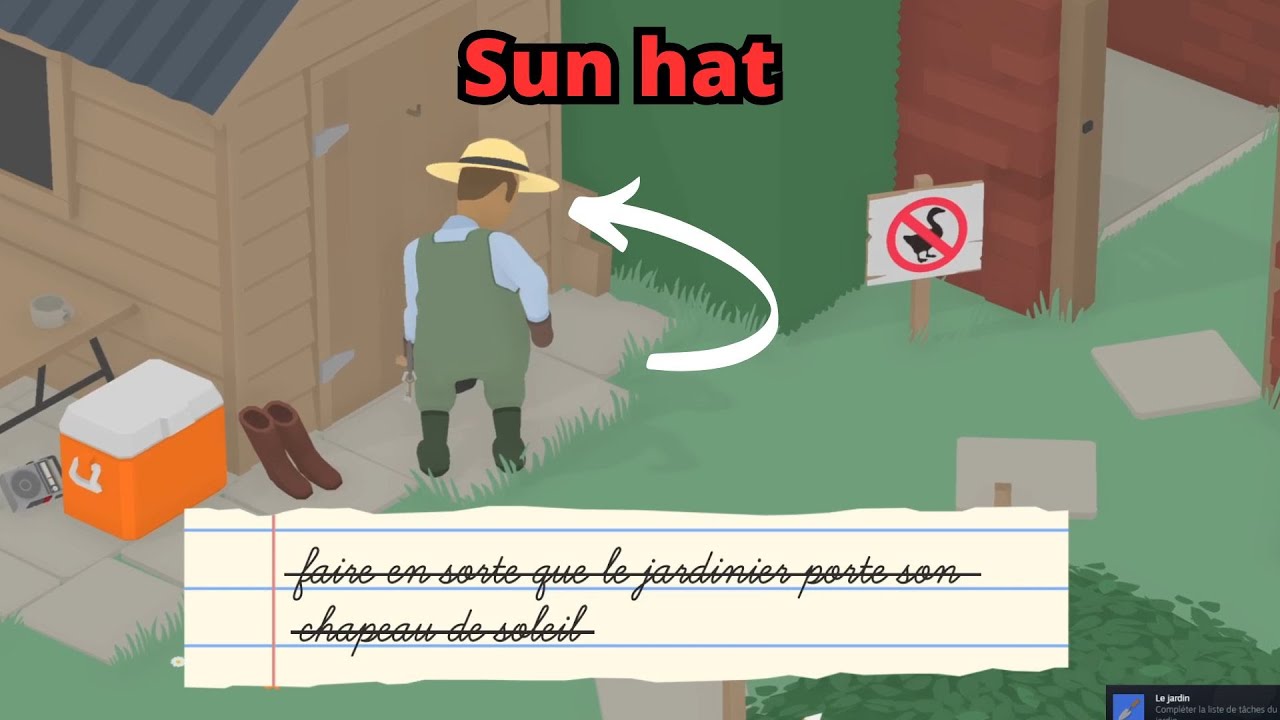 HOW TO make the gardener wear his sun hat Untitled Goose game tutorial