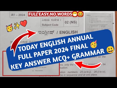 TODAY ENGLISH ANNUAL PAPER 2024 KEY ANSWER 