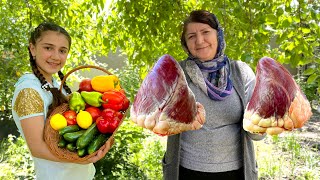 Grandma's Fried Beef Heart Recipe! Juicy Dinner with Natural Vegetables! You must try