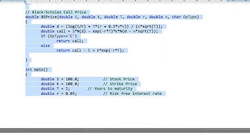 Black Scholes implemented in C++ using Xcode