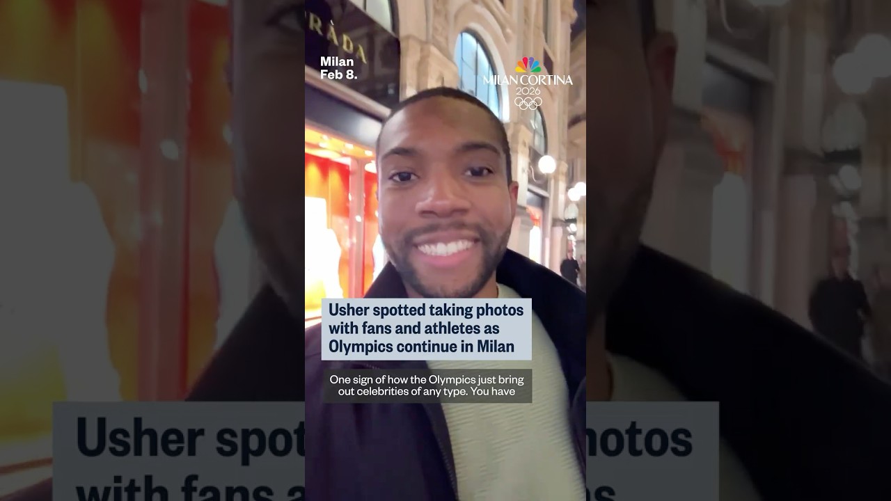 Usher spotted taking photos with fans and athletes as Olympics continue in Milan