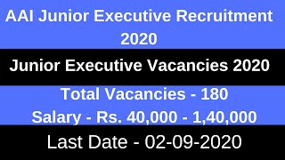 AAI Junior Executive Recruitment 2020 |Airport Authority of India Junior Executive Recruitment 2020