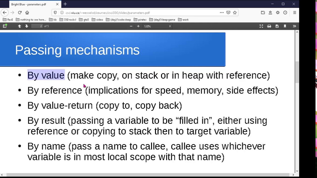 Parameter handling in programming languages