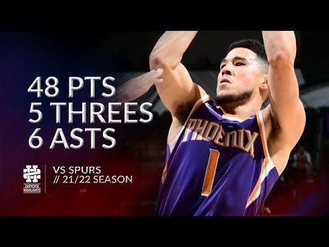 Devin Booker 48 pts 5 threes 6 asts vs Spurs 21/22 season