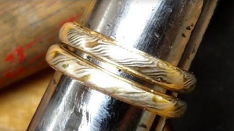 making a Mokume Gane ring in 18k and sterling silver. more results, 2 rings yellow and pink gold