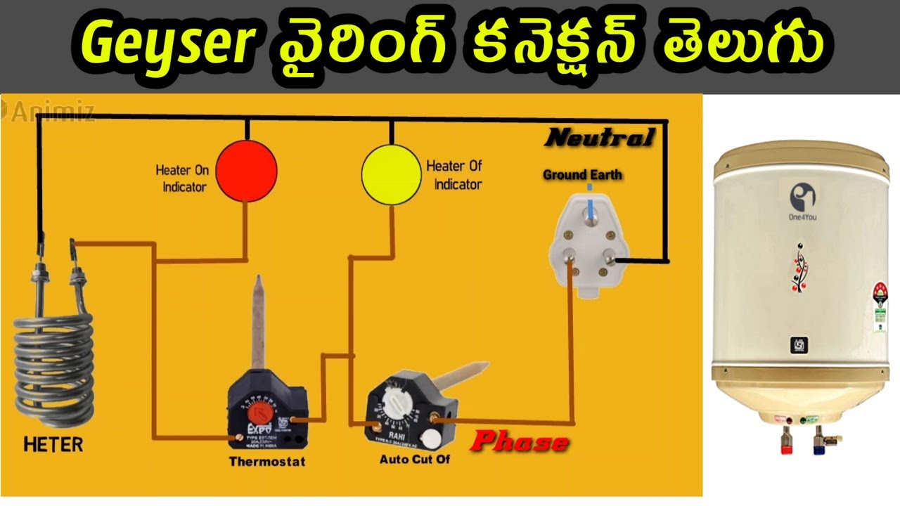 గీజర్ వైరింగ్ కనెక్షన్ తెలుగులో !! Geyser Wiring Connection in Telugu