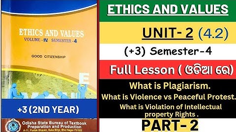 ✅Ethics & Values ​​Par#2 [Unit-2] 4th semester/Full Chapter lesson/ In Odia and English. #plus3Od...
