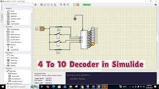 4 to 10 decoder in simulide | Simulation of 4 to 10 decoder