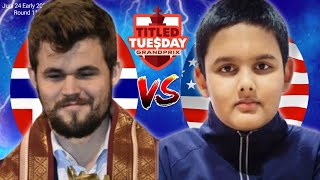 Magnus Carlsen vs Abhimanyu Mishra | Titled Tuesday 2025 | chesscom
