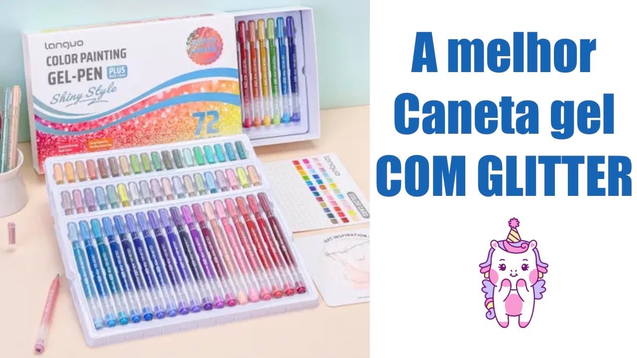 Teste a melhor caneta gel com glitter do mundo - Languo Gel PEN Shiny Style 72 cores