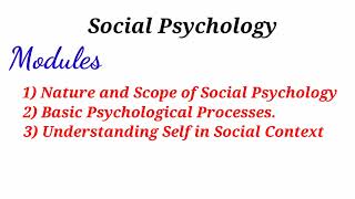 Social Psychology... Core  Paper BA Sociology