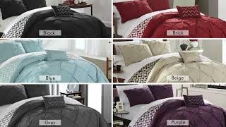 CHIC HOME JACKY COMFORTER SET REVERSIBLE PINCH PLEAT CHEVRON BEDDING