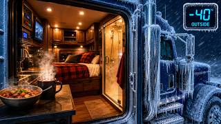 How Truck Drivers Shower, Eat & Sleep in a Sleeper Cab When It's -40 Outside