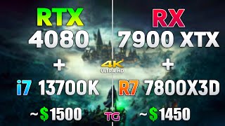 RX 7900 XTX + Ryzen 7 7800X3D vs RTX 4080 + i7 13700K - Test in 8 Games