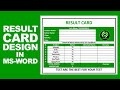 How to design student result card in microsoft word