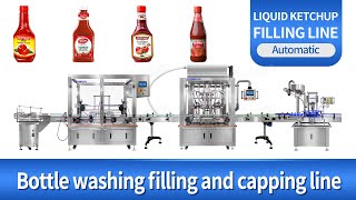Automatic 6 Head Ketchup Tomato Sauce Bottle Washing Filling Capping Machine Line