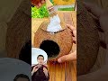 Coco reciclado como nido para aves, decoracion creativa para jardin #manualidades #aves